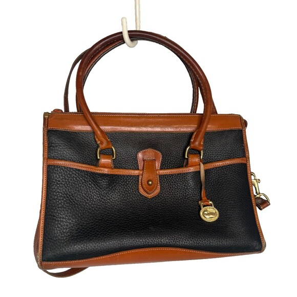 Dooney & Bourke Vintage AWL Satchel Black Pebble Brown Trim Model A5 085771 -GUC - Picture 3 of 16